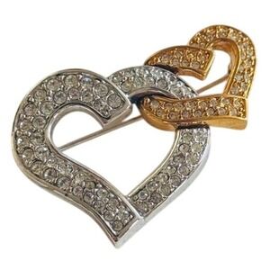 Swarovski Eternity heart pin brooch Crystal Rhinestone Designer high end 2 tone